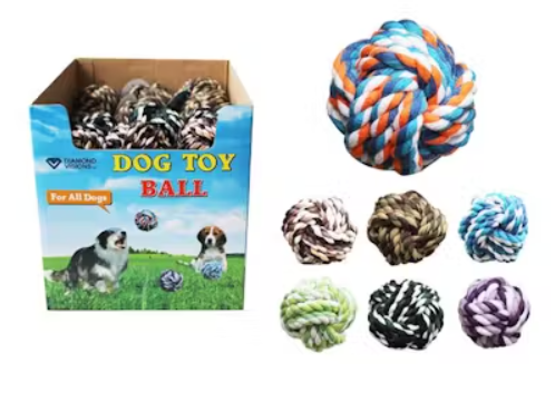 Rope Ball Dog Toy - Assorted Colors